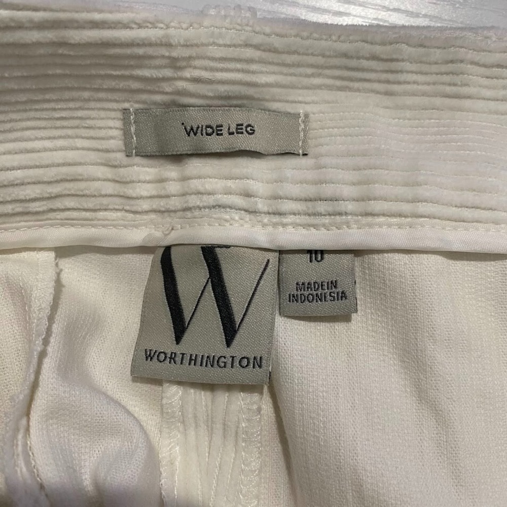 Worthington Women Wide Leg Sweatpants Casual Solid Color Corduroy Work Pants 10 - Picture 5 of 8